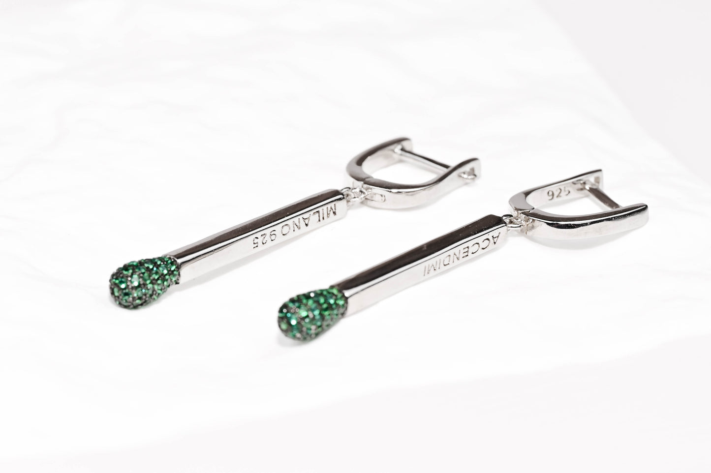 Silver Set Match with Green Zirconia Stones