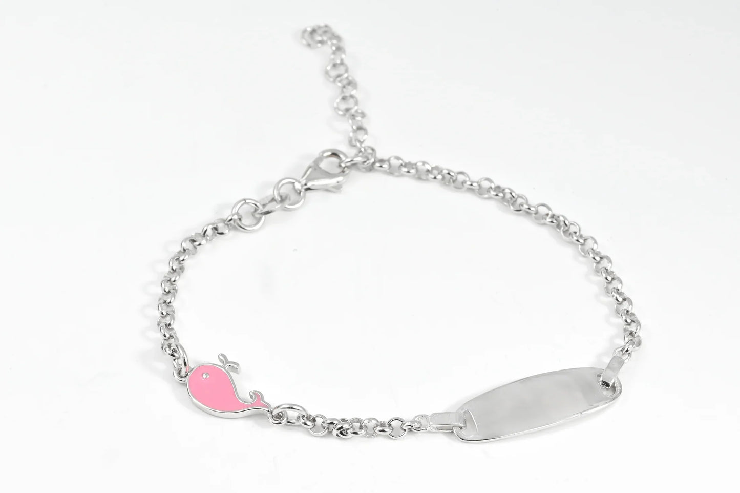 Silver Kids Bracelet Pink Dolphin