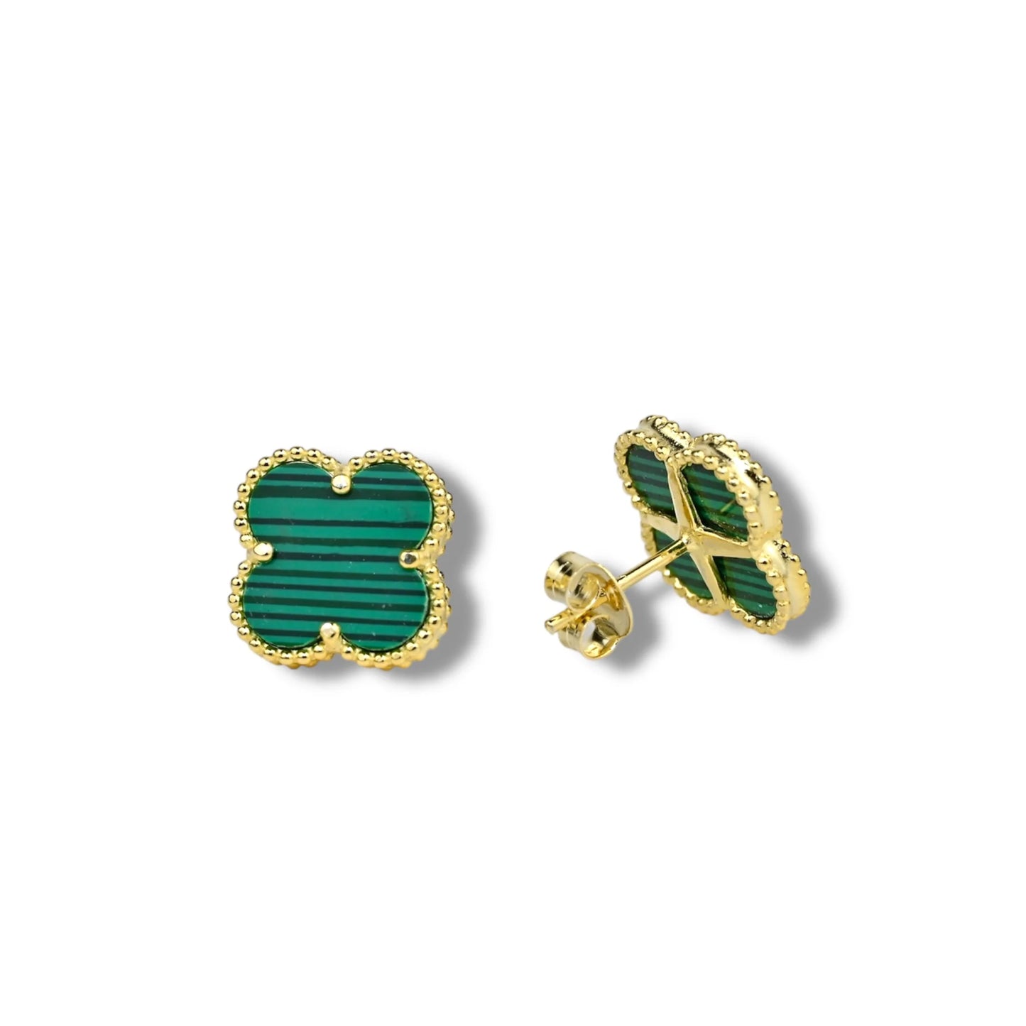 Silver 925 Gold Plated Clover Stud Earrings