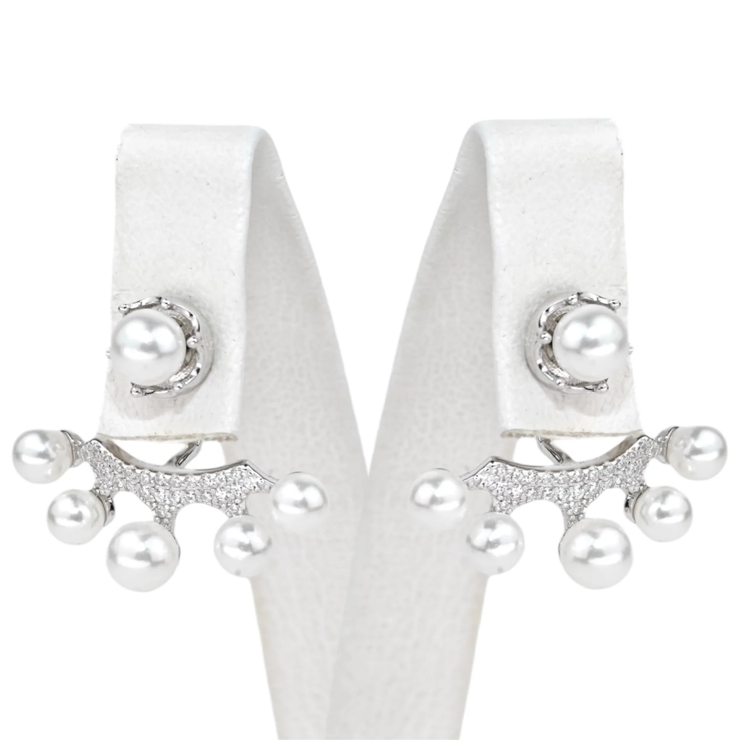 Silver Studs Transformer Earrings Pearls