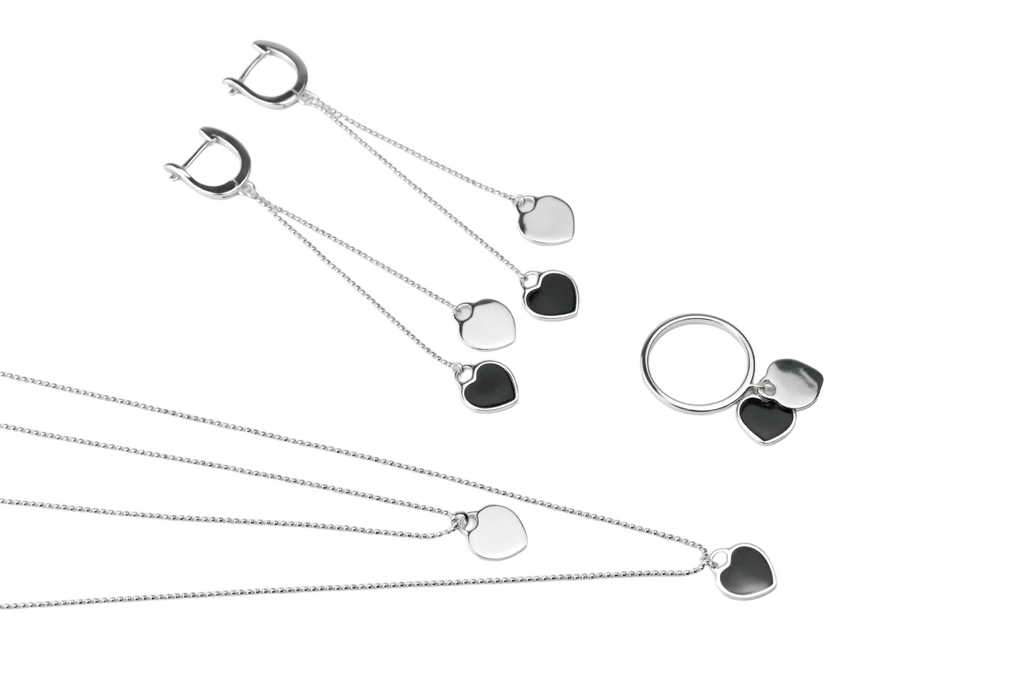 Jewelry Set Black Hearts
