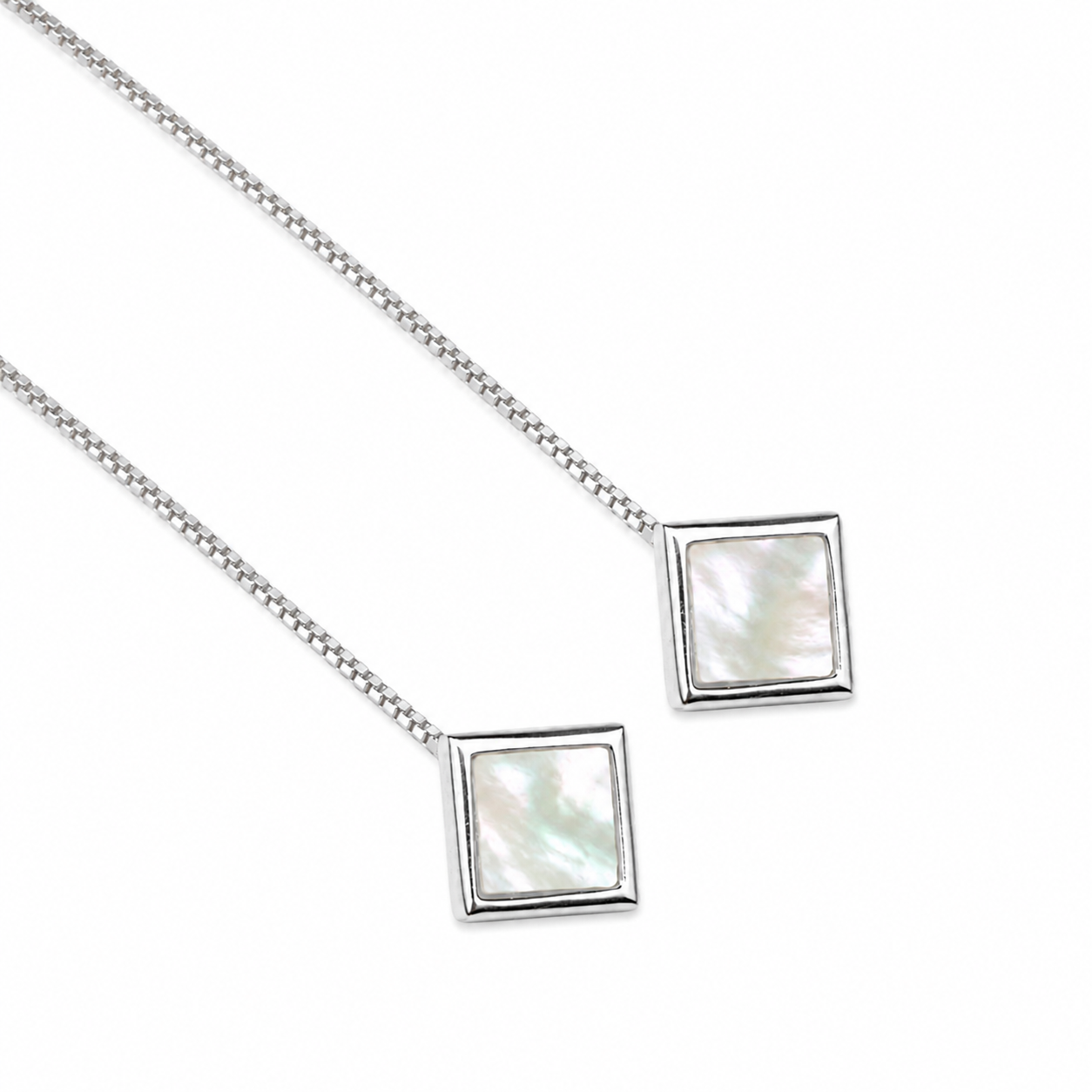 Silver Thread Earrings Mother of Pearl
