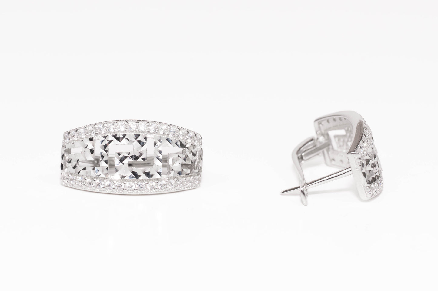 Silver Earrings Geometric Design