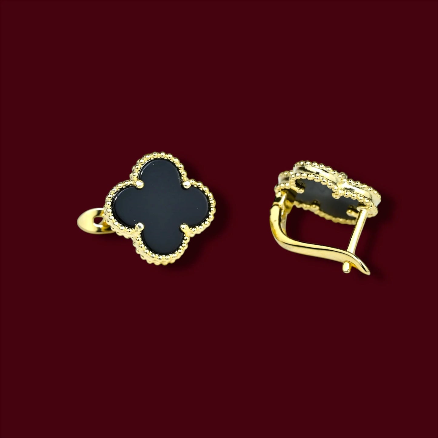 Silver 925 Gold Plated Clover Earrings