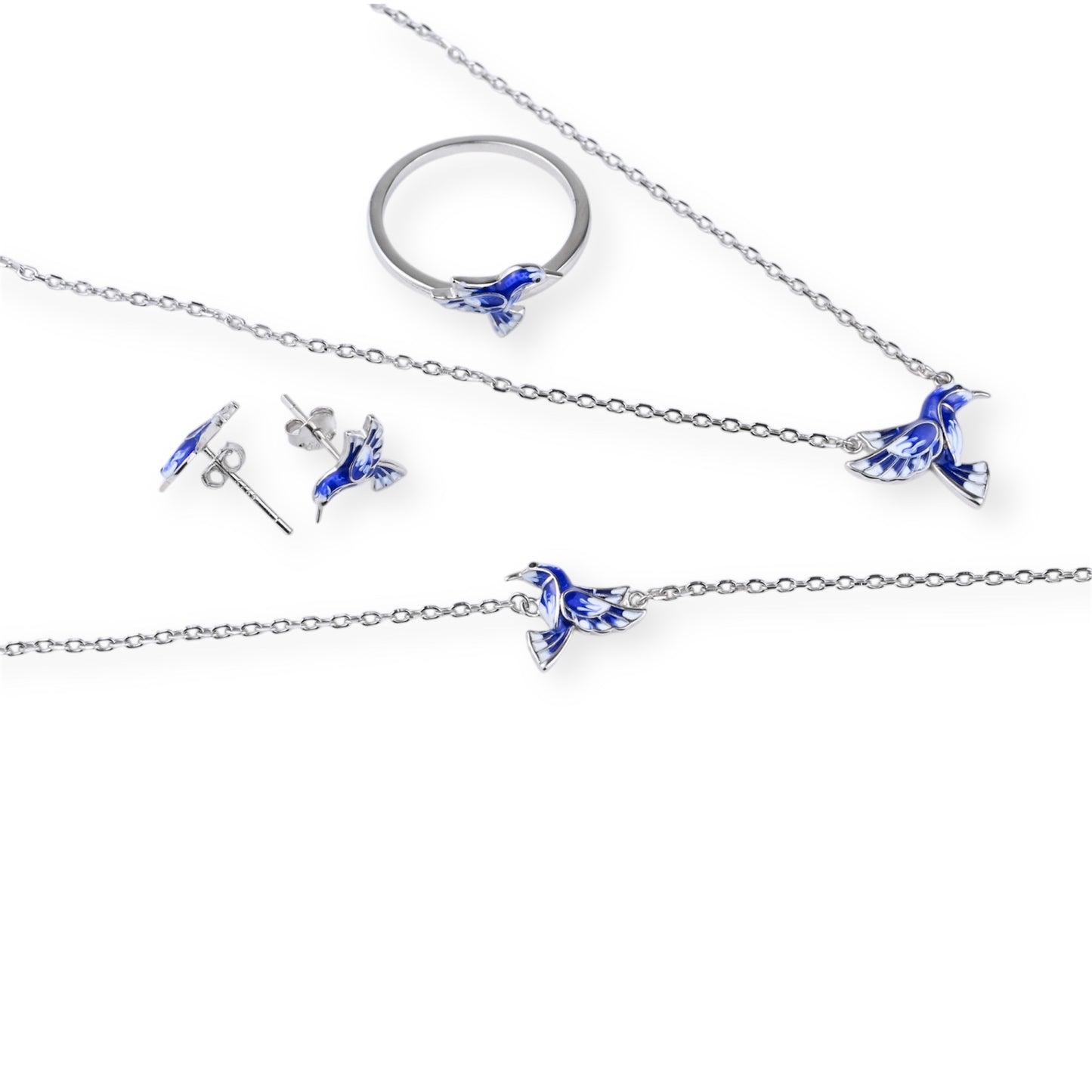 Dainty Hummingbird Jewelry Set