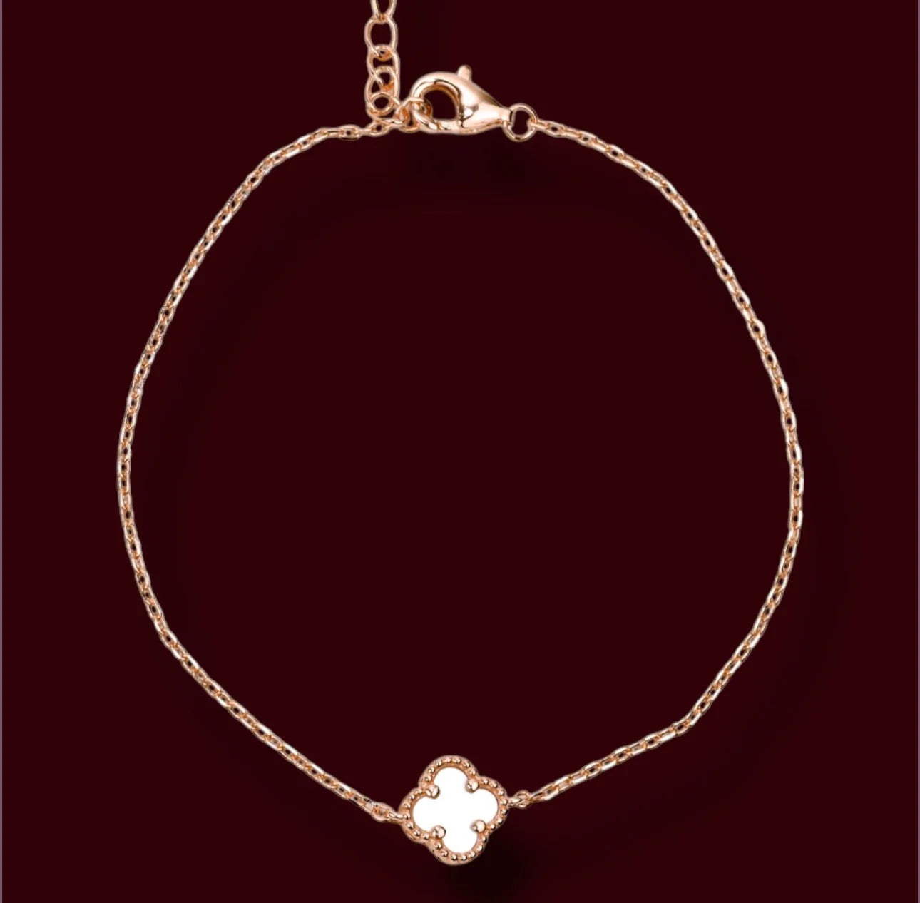 Mother of Pearl Silver Bracelet clover Rose Gold Plated