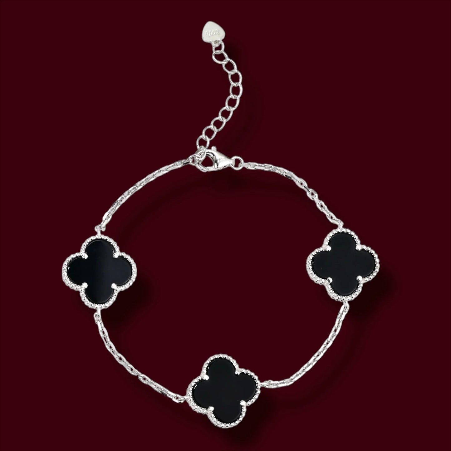 Bracelet Silver 925 Clover Onyx