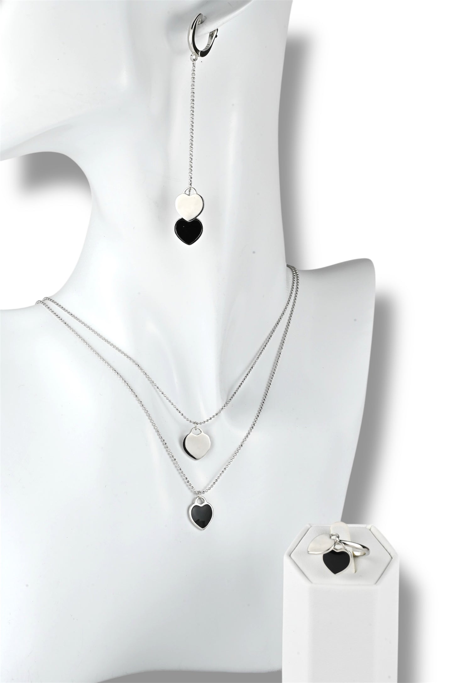 Jewelry Set Black Hearts