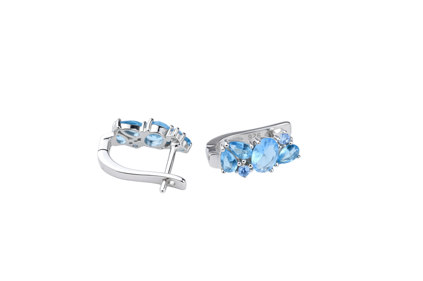 Light Blue Stone Cluster Jewelry Set