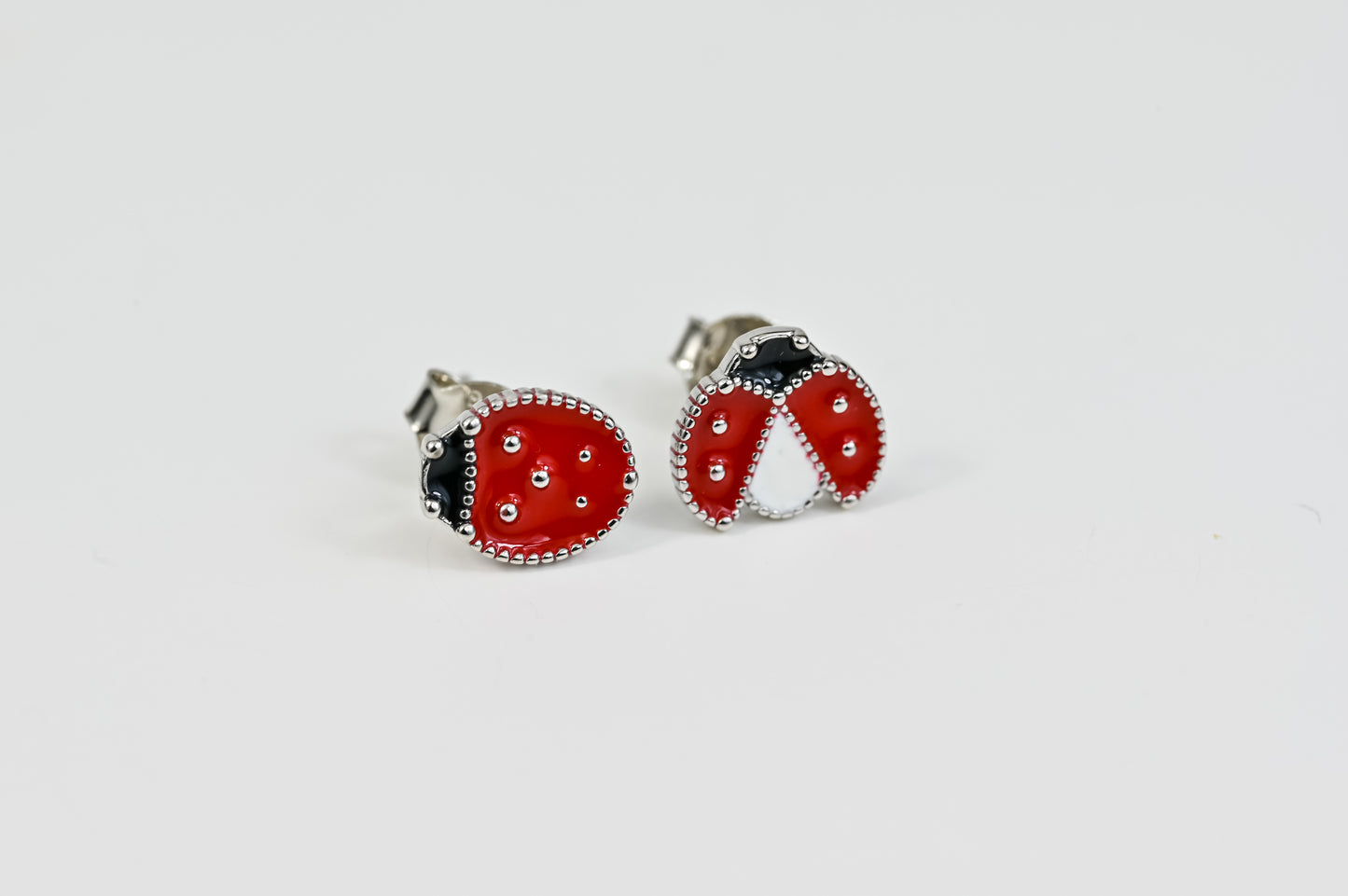 Stud Kids Silver Earrings Ladybug