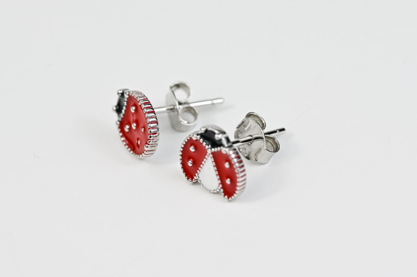 Stud Kids Silver Earrings Ladybug