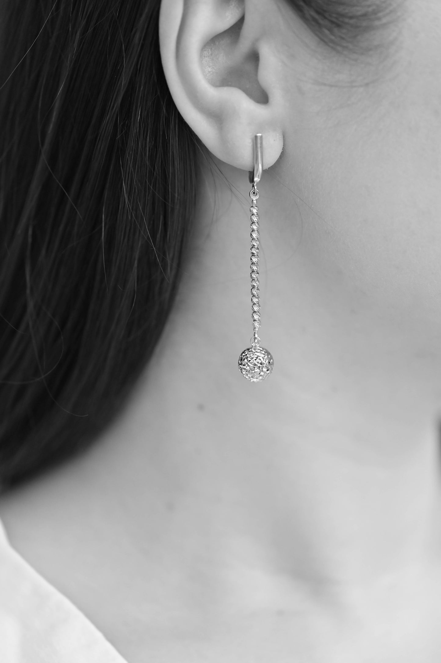 Silver Dangle Earrings Ball