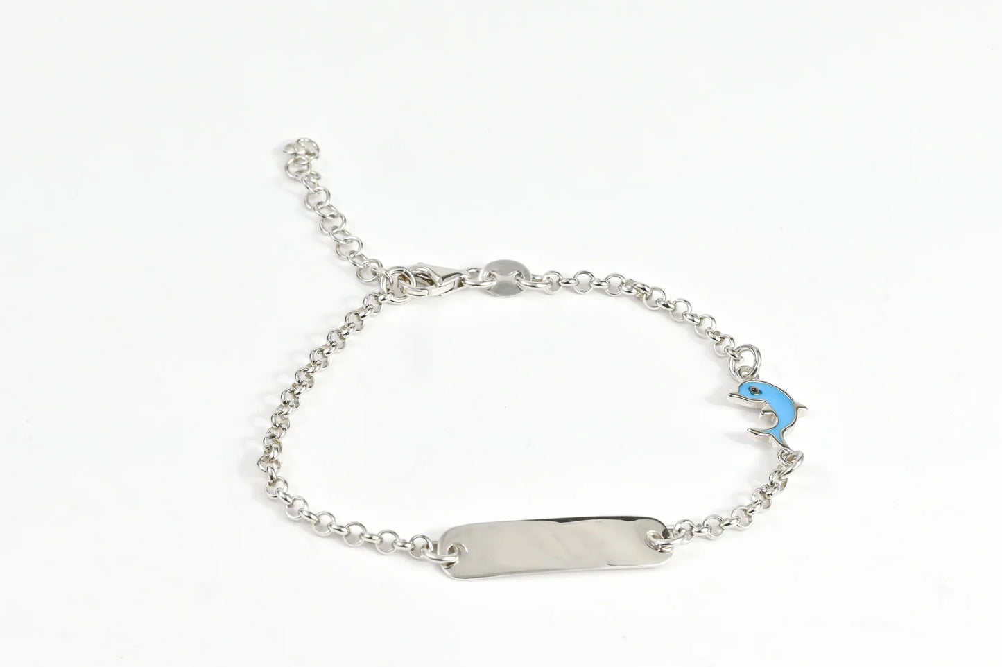 Silver Kids Bracelet Blue Dolphin