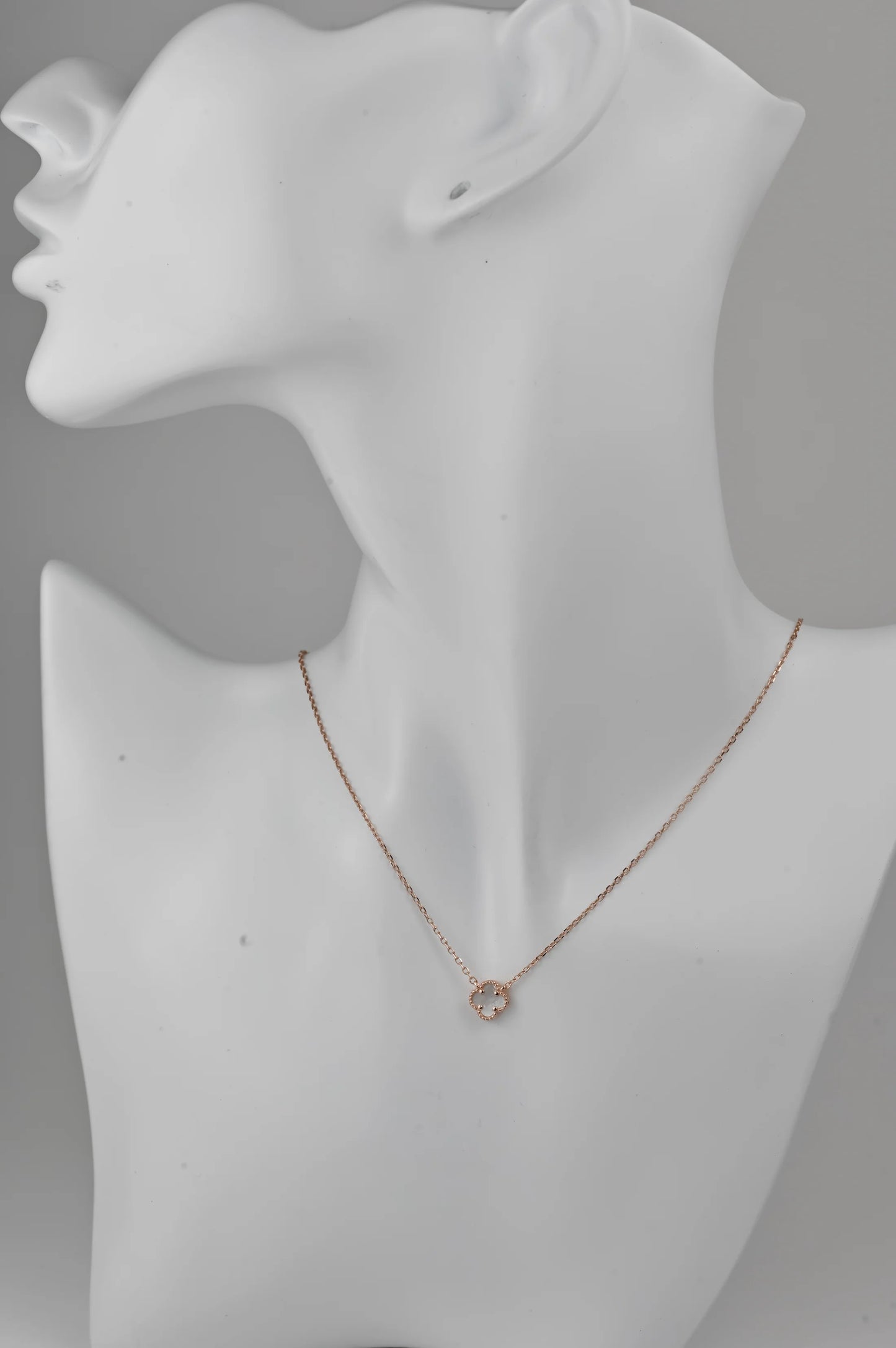 Silver Necklace Clovers Mother of Pearl Gold Plated
