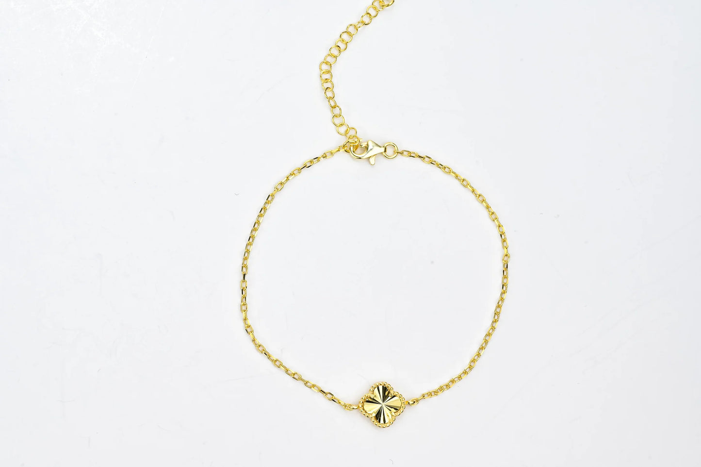 Silver Bracelet Clover Yellow Gold Plated