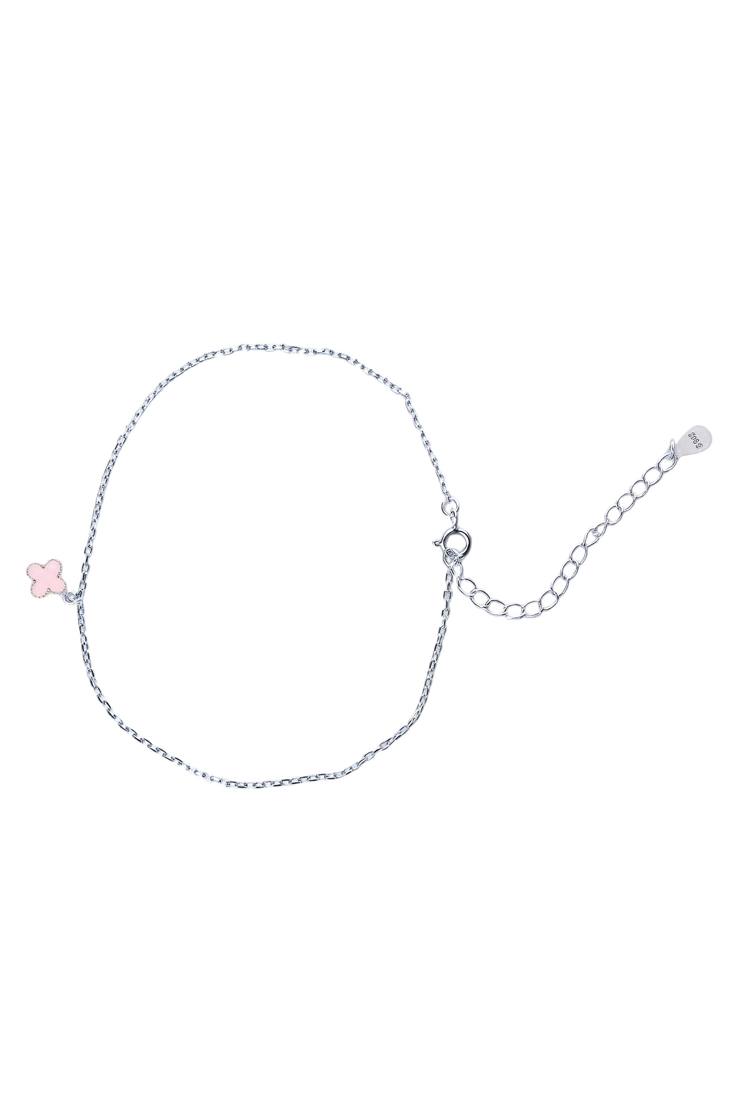 Anklet with pink/green heart or flower