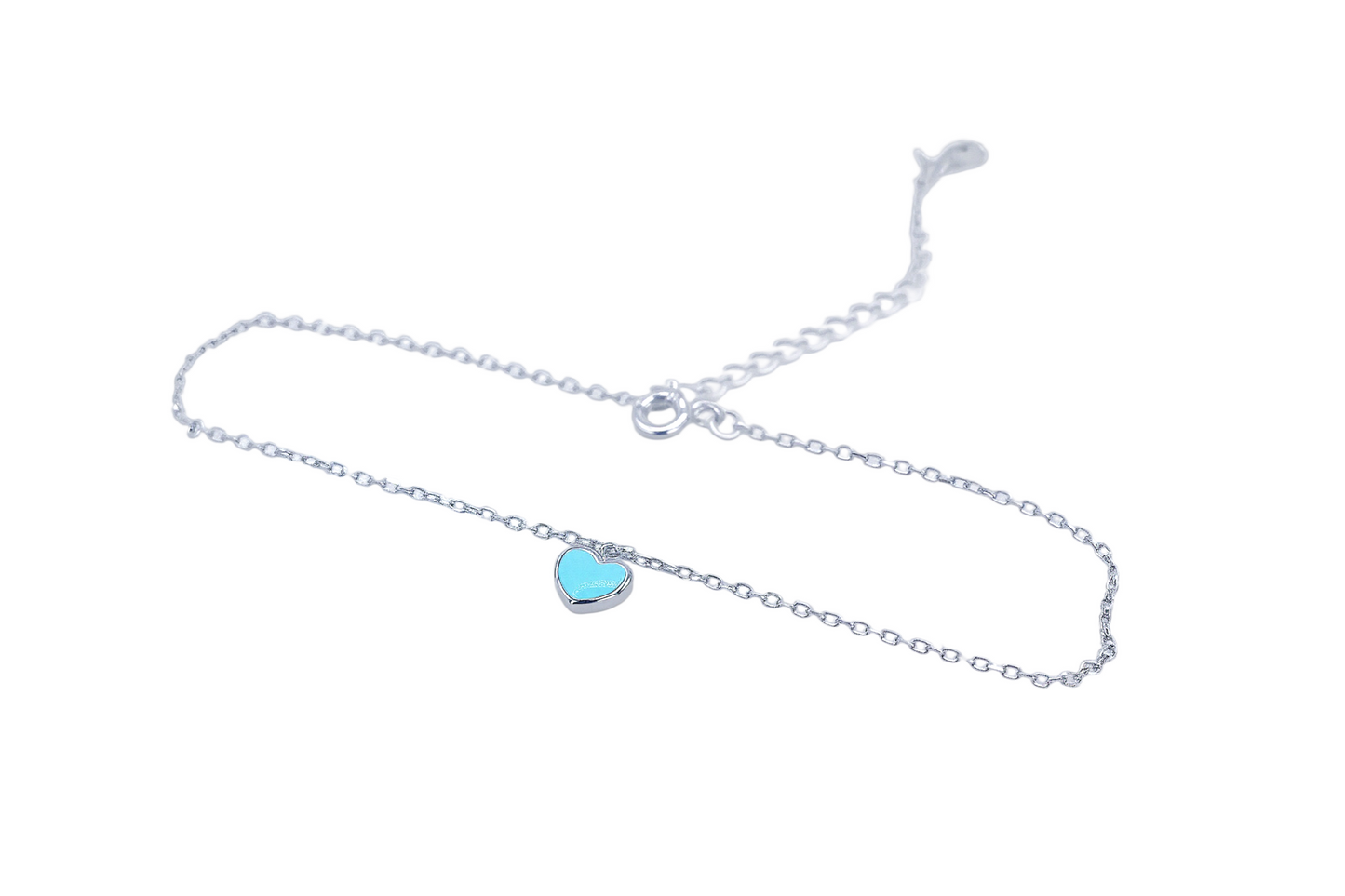 Anklet with pink/green heart or flower