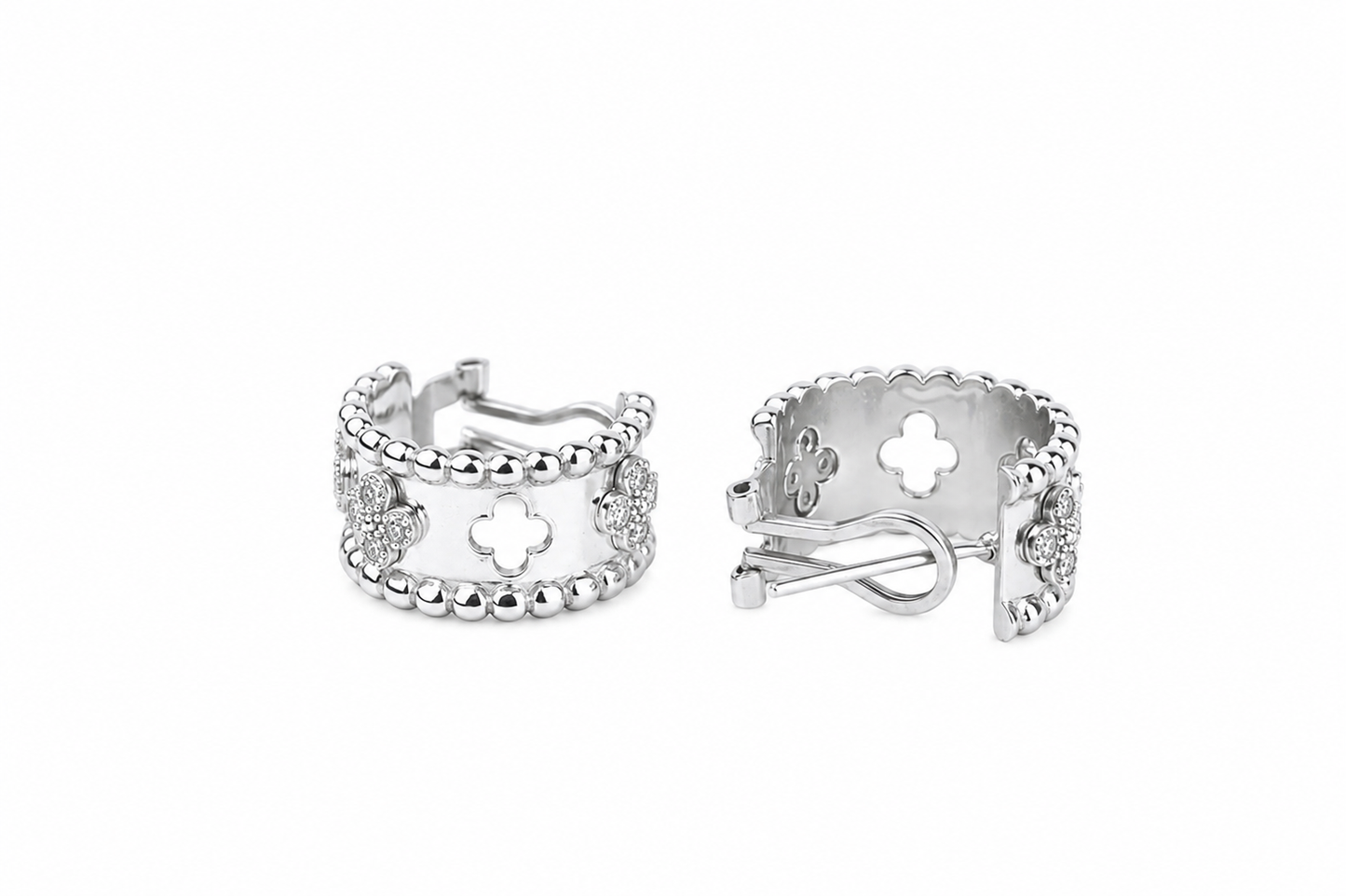 Silver Earrings with Flowers