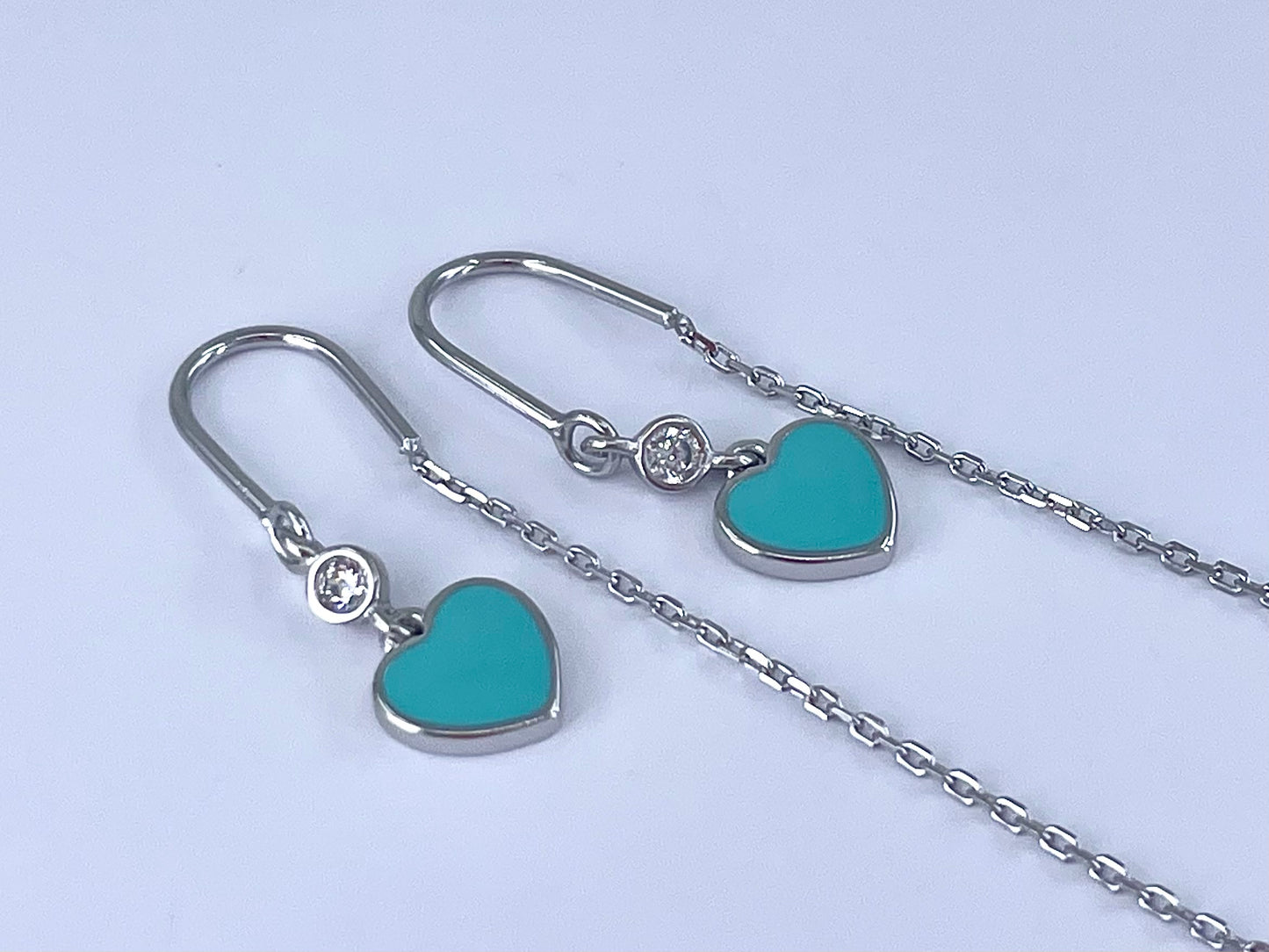 Simple Colored Heart Threader Earrings