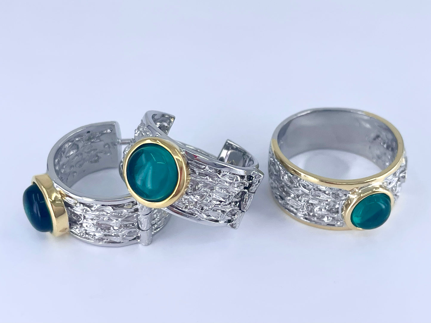Orb on Rough Silver Jewelry Set