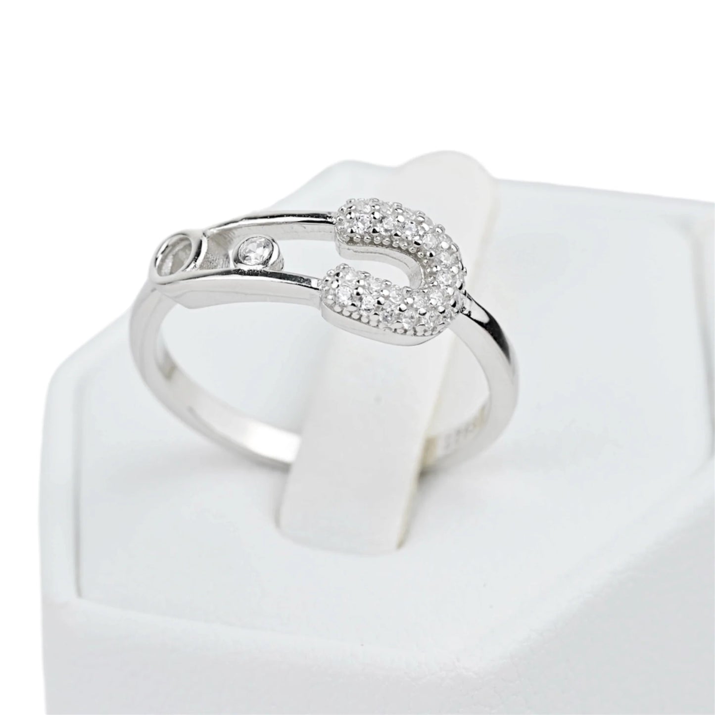 Silver Set Pin with Zirconia stones