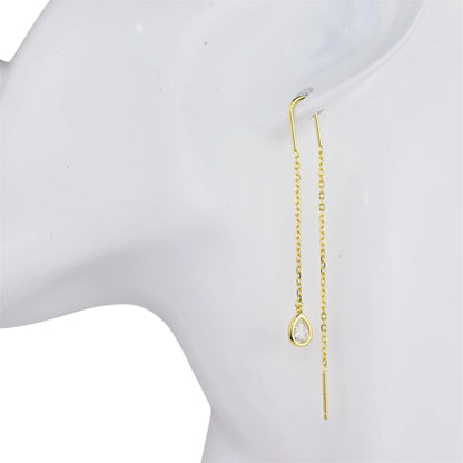 Silver 925 Gold Plated Threads Earrings