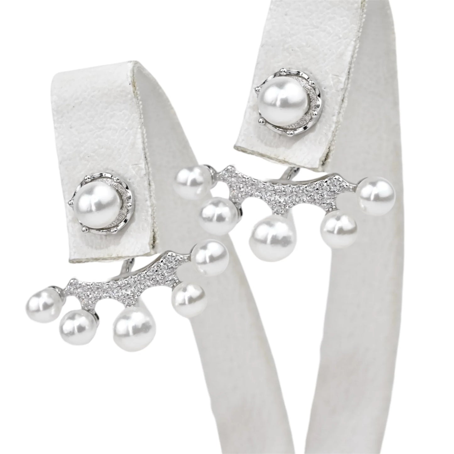 Silver Studs Transformer Earrings Pearls