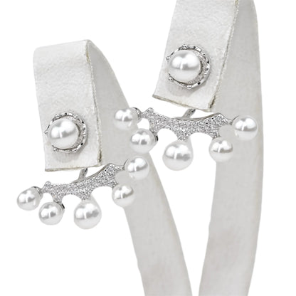Silver Studs Transformer Earrings Pearls