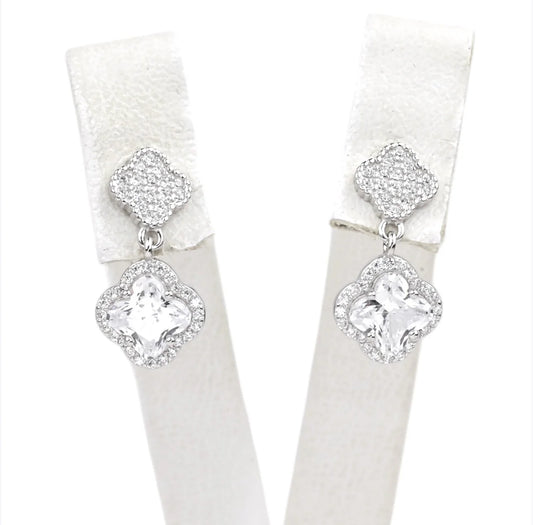 Silver Studs Earrings Flowers