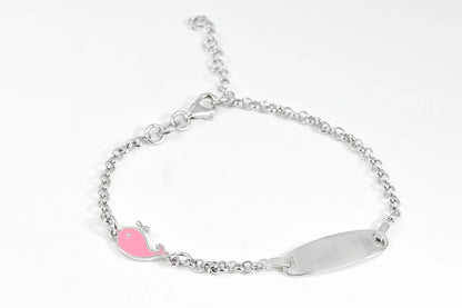Silver Kids Bracelet Pink Dolphin