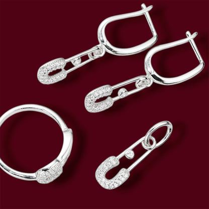Silver Set Pin with Zirconia stones
