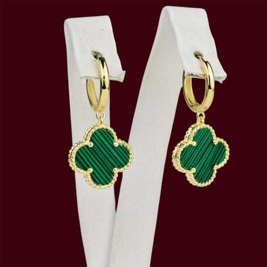 Silver 925 Gold Plated Clover Earrings