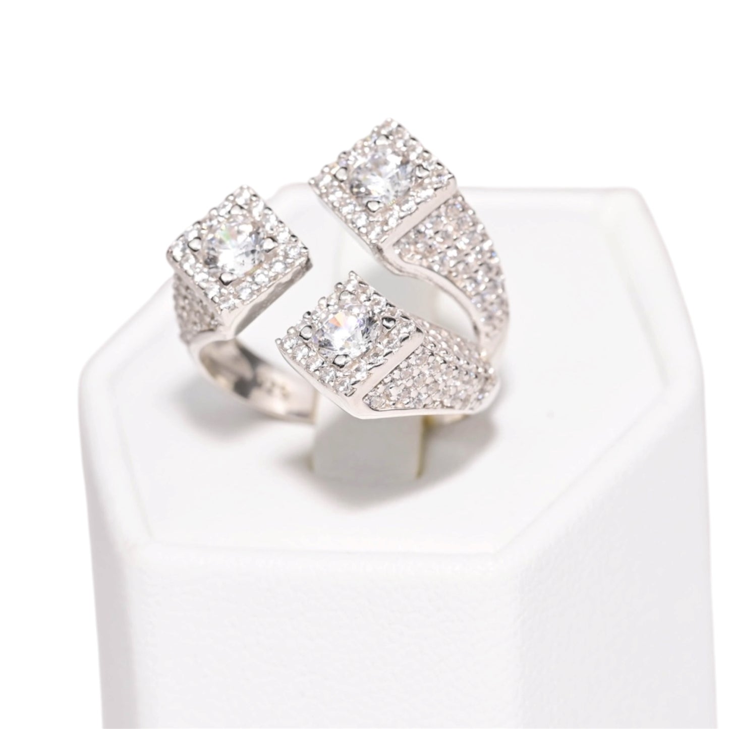 Silver Ring Triple Square