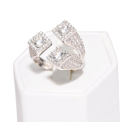 Silver Ring Triple Square