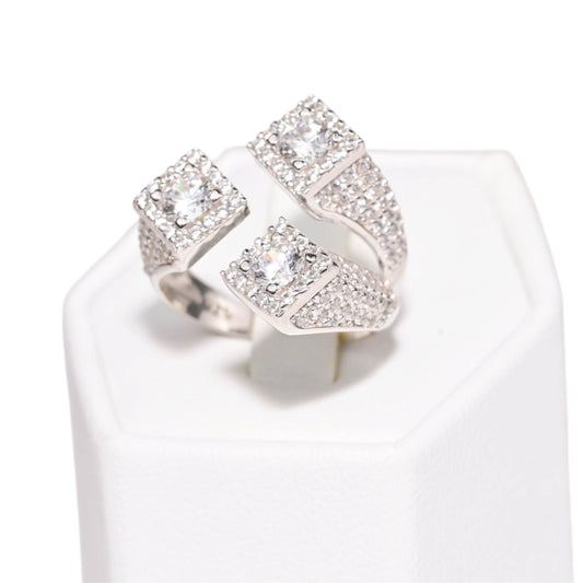 Silver Ring Triple Square