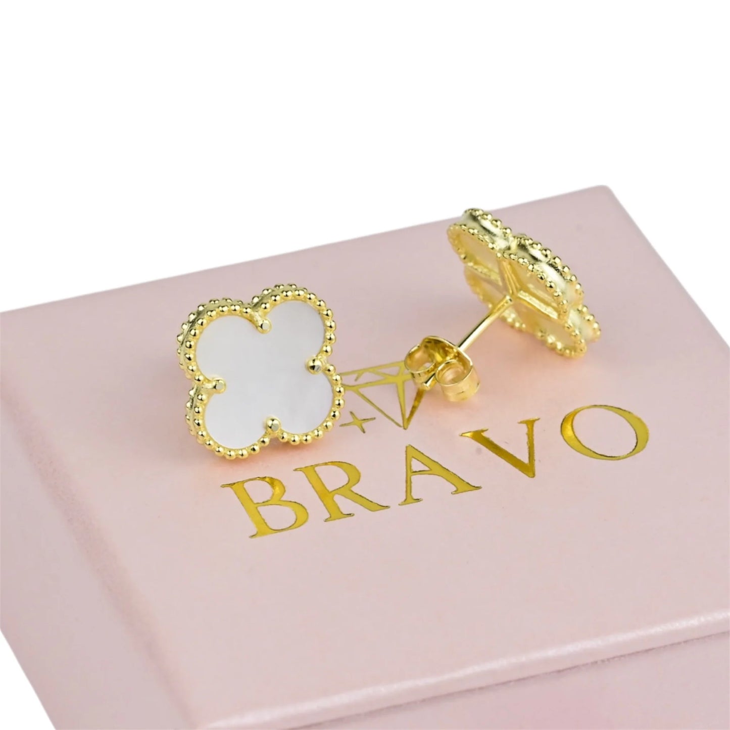 Silver 925 Gold Plated Clover Stud Earrings