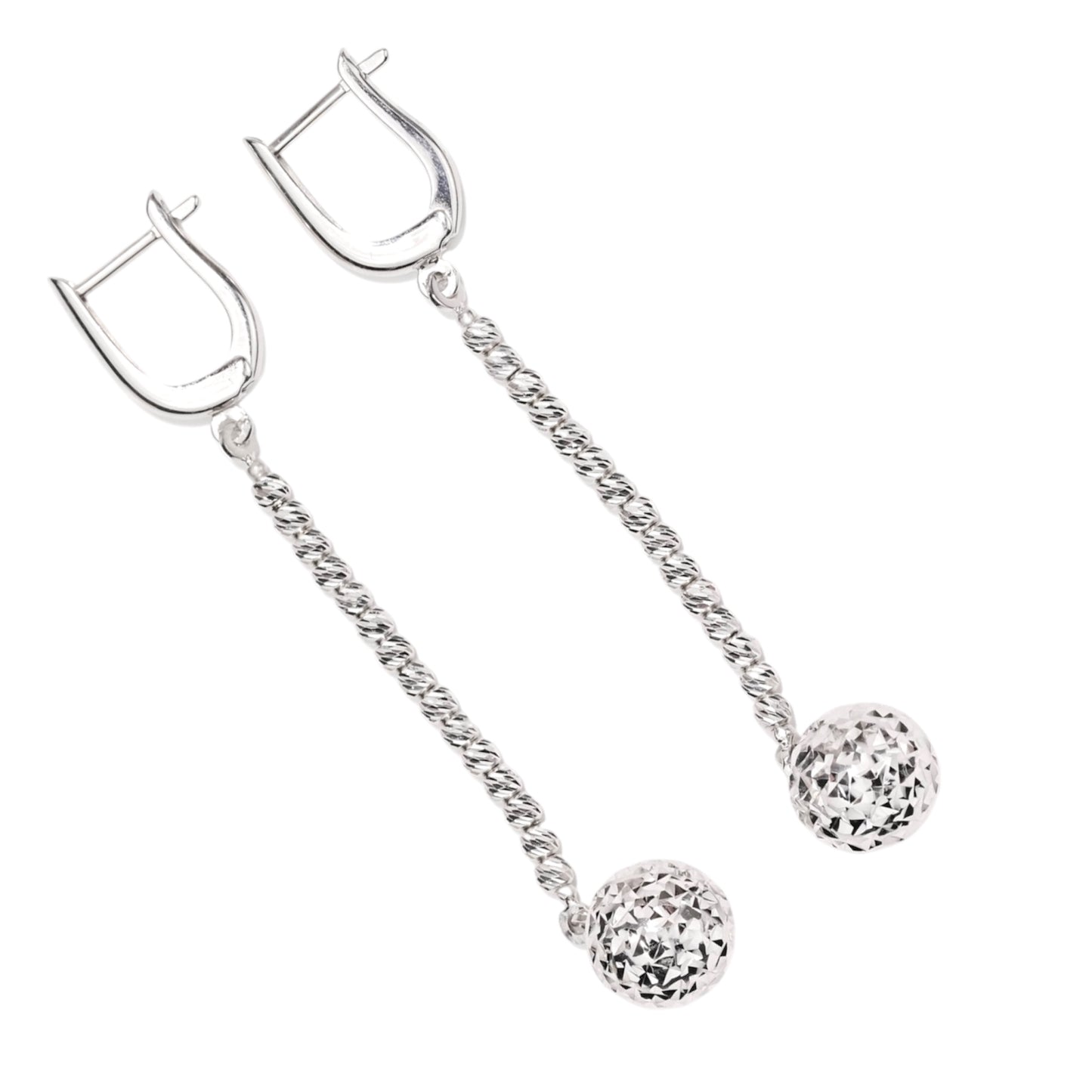 Silver Dangle Earrings Ball