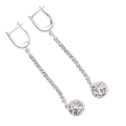 Silver Dangle Earrings Ball