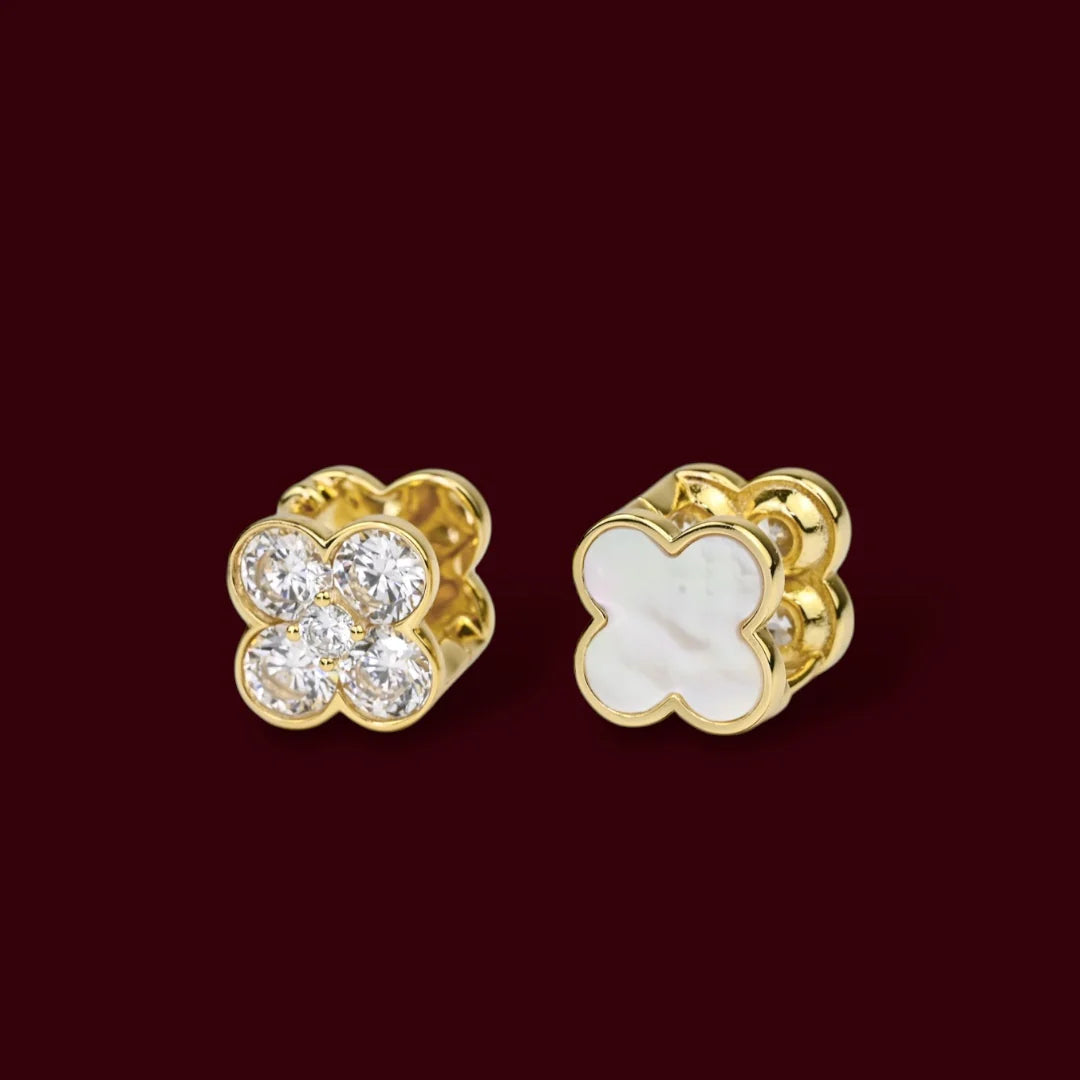 Two-Sided Earrings Silver 925 Gold Plated