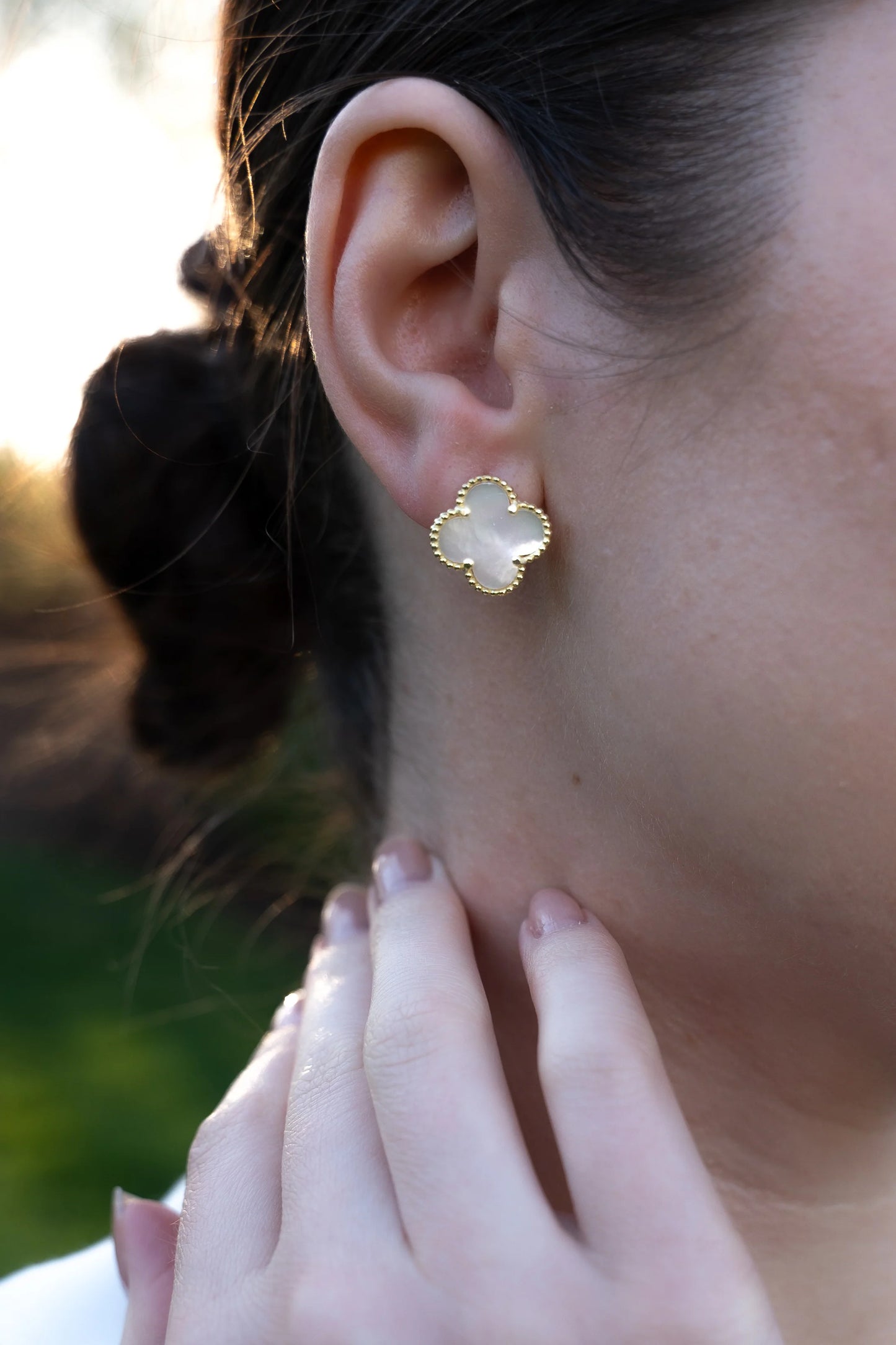 Silver 925 Gold Plated Clover Earrings