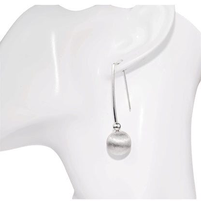 Silver Earrings Textured Sphere
