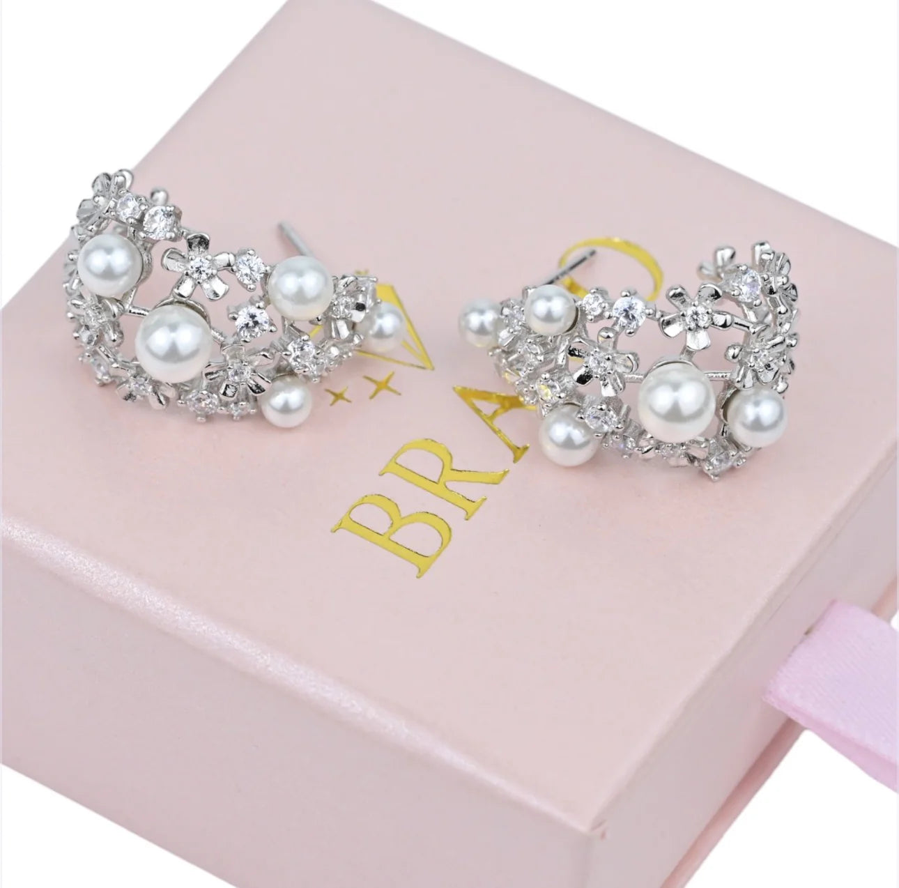 Silver Earrings with Pearls