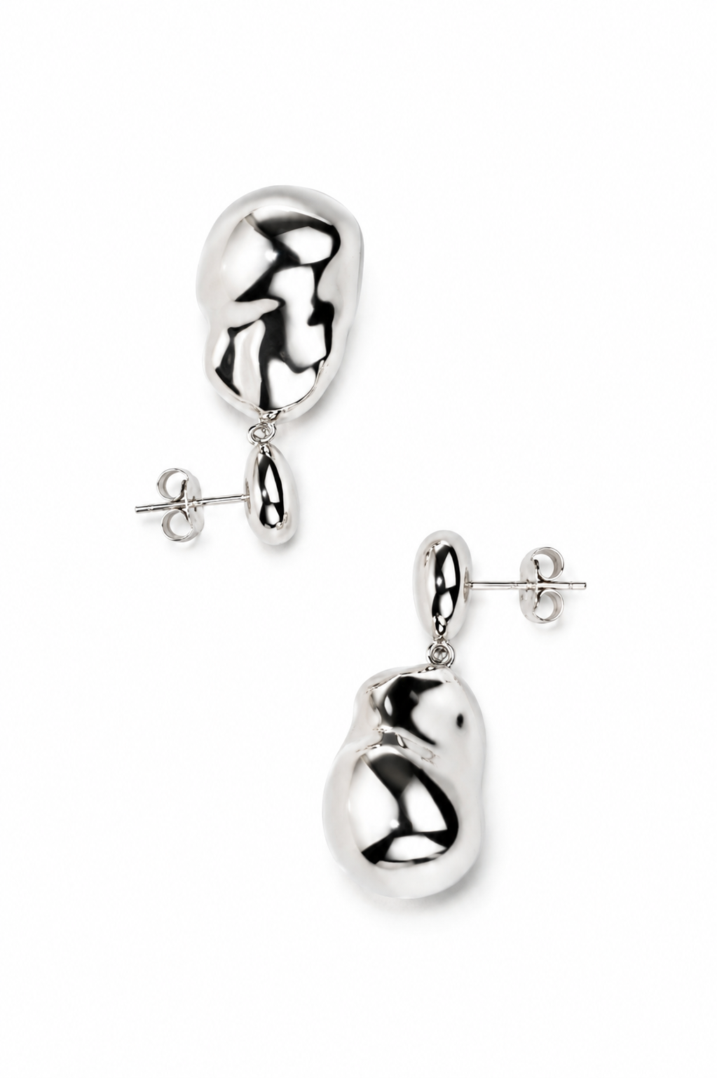 Silver Earrings Studs Abstract