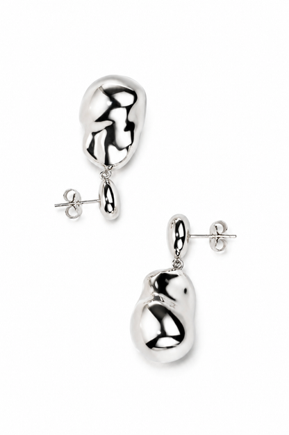 Silver Earrings Studs Abstract