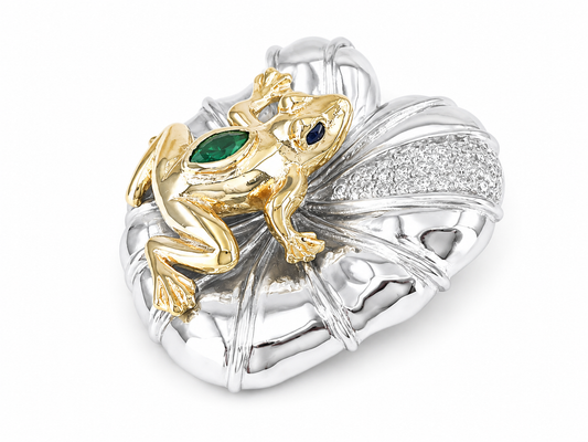 Little Golden Frog Jewelry Set (Earrings and Pendant)