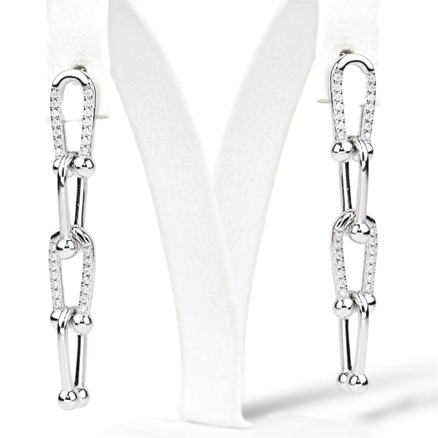 Silver Earrings Chain Studs