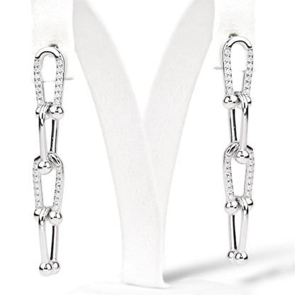 Silver Earrings Chain Studs