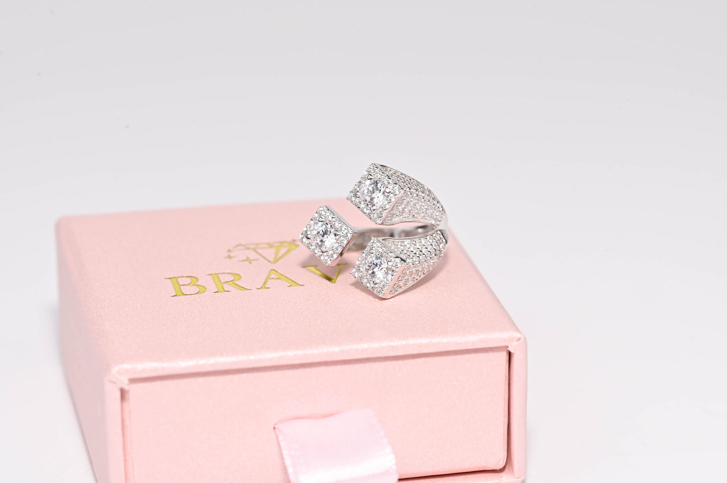 Silver Ring Triple Square
