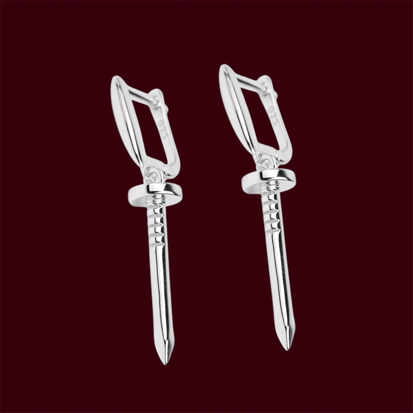 Silver 925 Nails Earrings