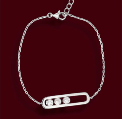 Silver Bracelet with movable stones